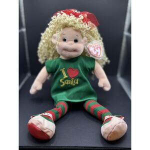 Ty Beanie Babies Holiday Heidi Doll, 2001, green/red outfit, beanie boopers tag